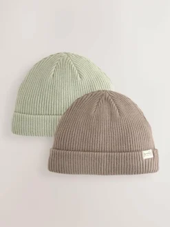 Next 2 Pack Baby Beanie Knitted Hats (0mths-2yrs) Minerals