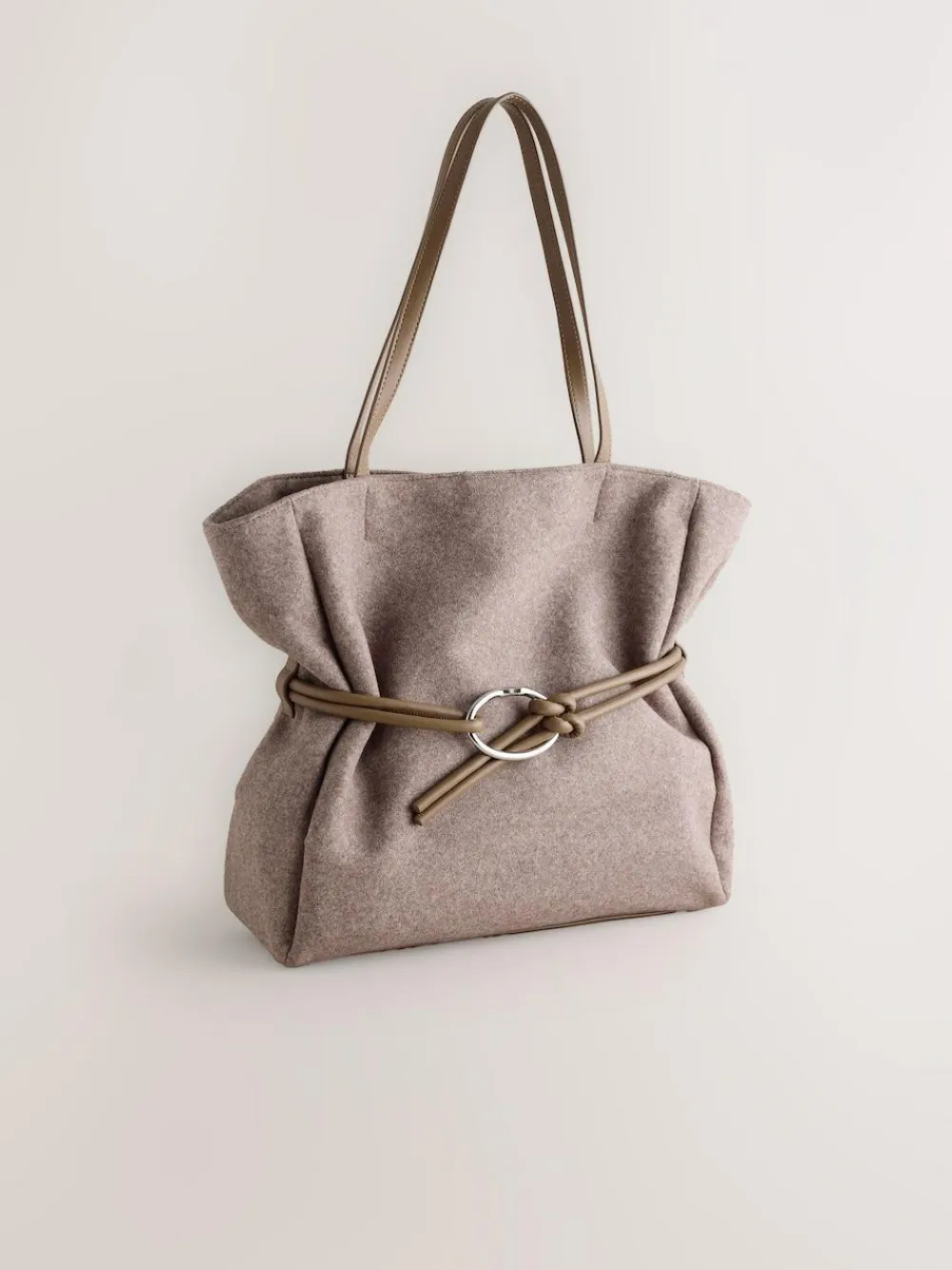Next Mink Brown Felt Belted Shoulder Bag^Women Bags