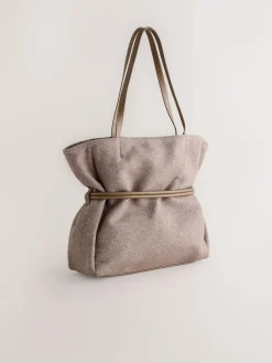 Next Mink Brown Felt Belted Shoulder Bag^Women Bags