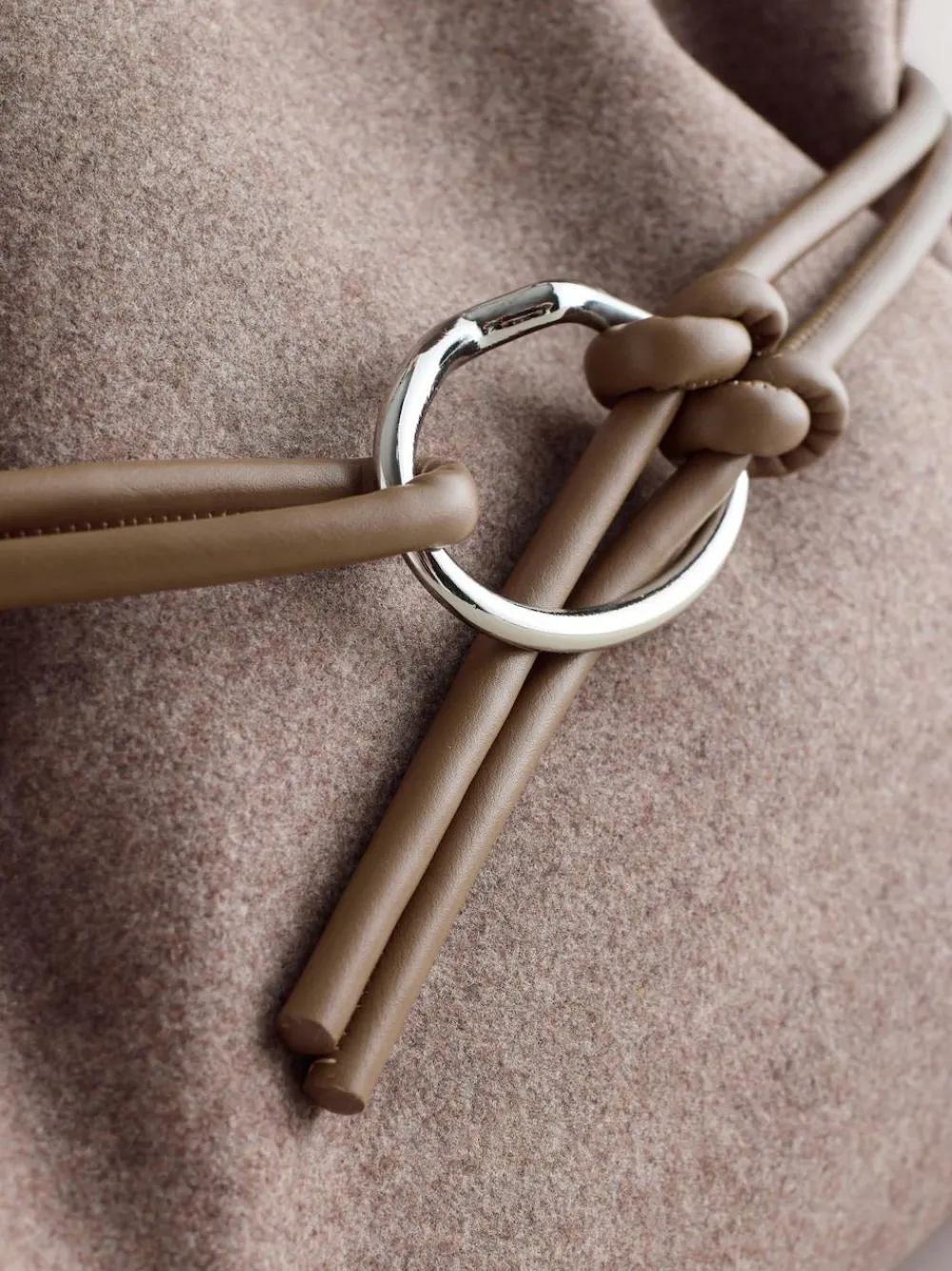 Next Mink Brown Felt Belted Shoulder Bag^Women Bags