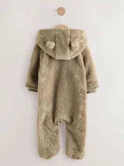 New Next Mink Brown Fleece Baby Pramsuit