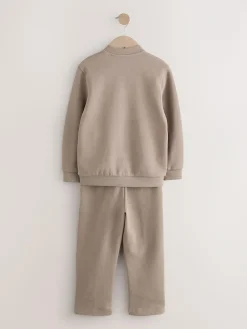 Best Next Smart Jersey Bomber Jacket and Joggers Set (3-16yrs) Mink Brown