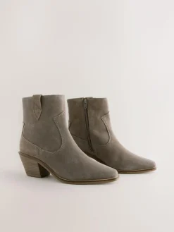 Next Standard/Wide Fit Cowboy Block Heel Ankle Boots^Women Wide Fit & Extra Wide Fit|Boots & Wellies