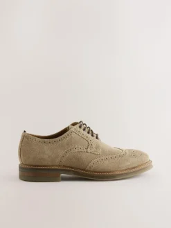 Online Next Mink Brown Suede Brogue Shoes