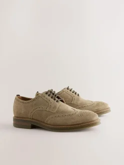 Online Next Mink Brown Suede Brogue Shoes