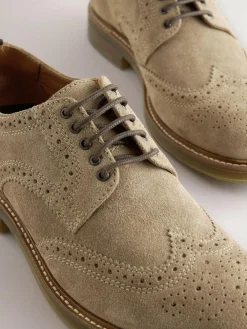 Online Next Mink Brown Suede Brogue Shoes