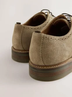 Online Next Mink Brown Suede Brogue Shoes