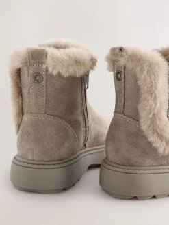 Best Next Mink Brown Suede Faux Fur Lined Chelsea Boots