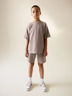Next Textured Short Sleeve T-Shirt and Shorts Set (3-16yrs)^BOY Sets & Outfits|Sweatshirts & Hoodies