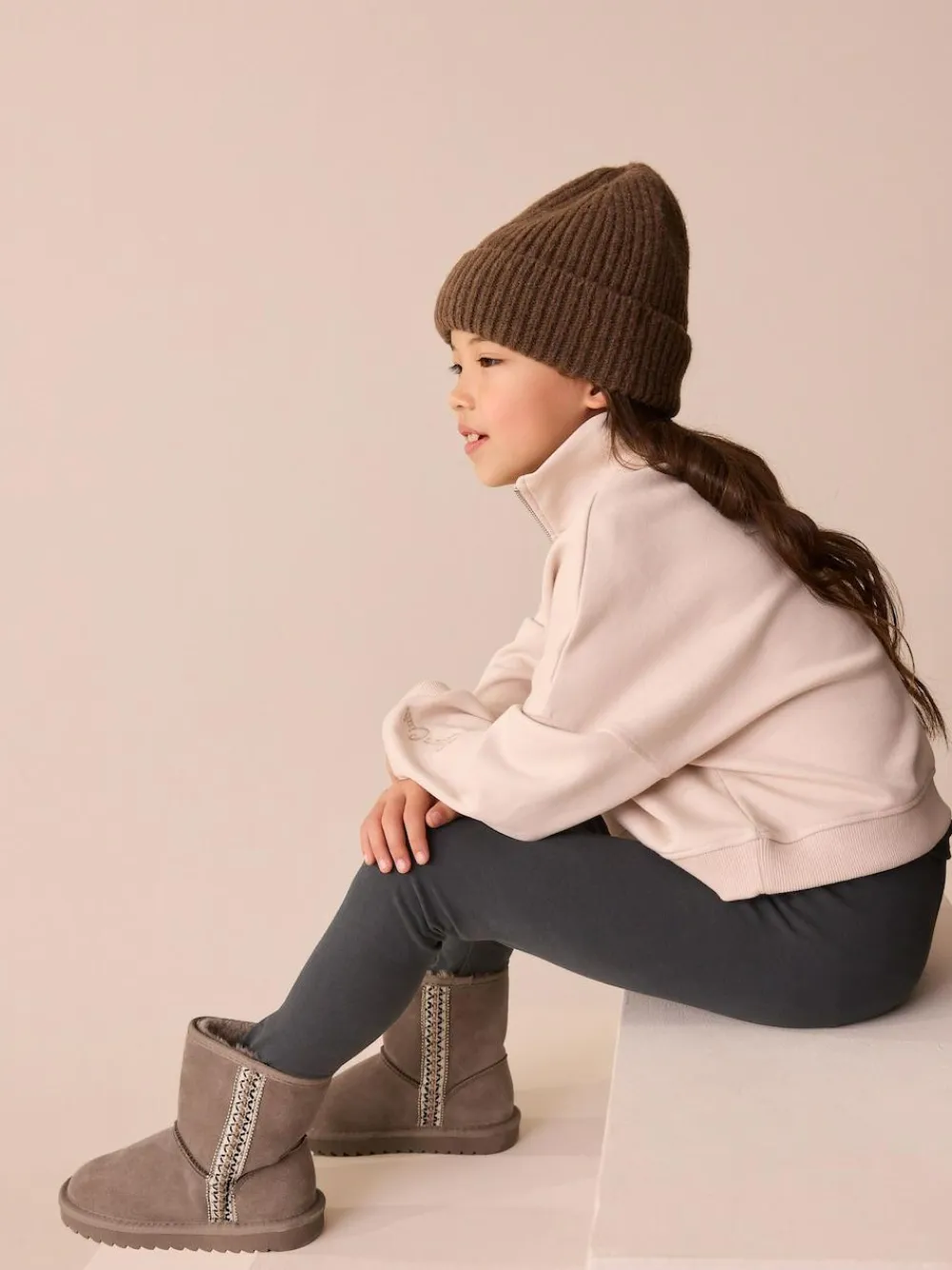 New Next Water Repellent Suede Pull On Boots Mink Brown