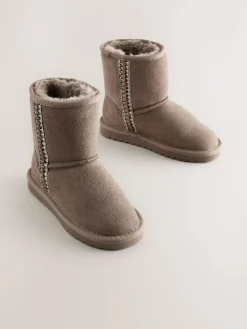 New Next Water Repellent Suede Pull On Boots Mink Brown