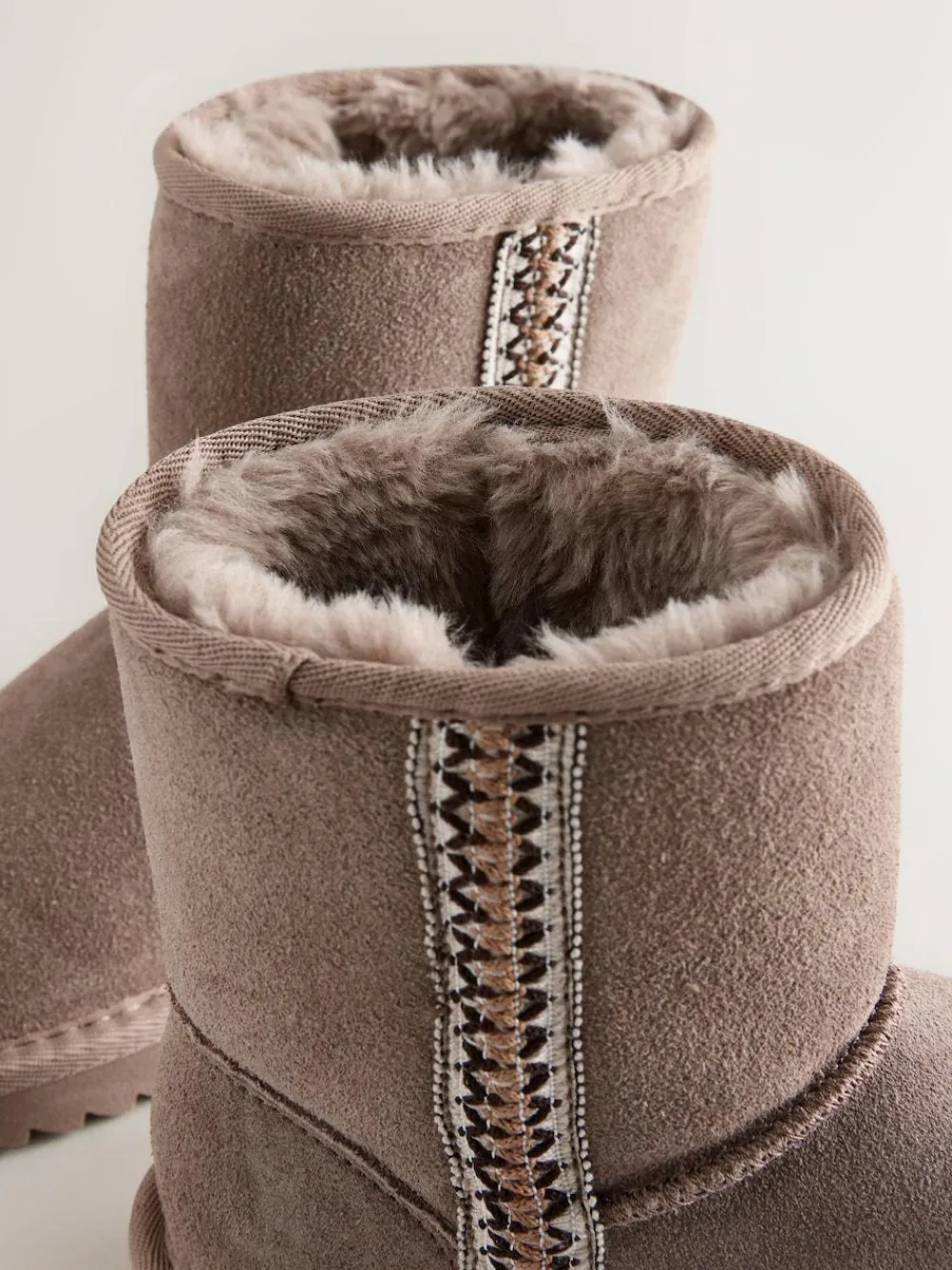 New Next Water Repellent Suede Pull On Boots Mink Brown