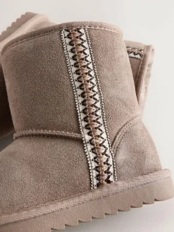 New Next Water Repellent Suede Pull On Boots Mink Brown