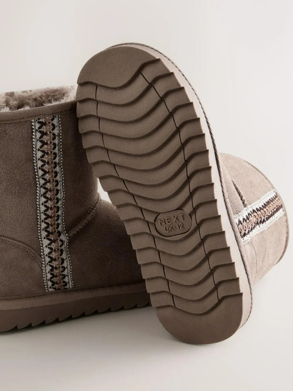 New Next Water Repellent Suede Pull On Boots Mink Brown