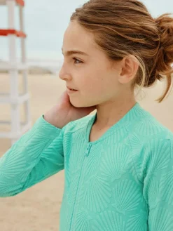 Outlet Next Textured Long Sleeve Sunsafe Swimsuit (3-16yrs) Mint Green Shell