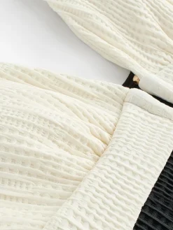 Hot Mint Velvet Black/White Hardwear Plunge Tummy Control Swimsuit