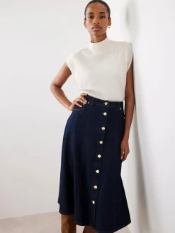 Mint Velvet Blue Denim Midi Skirt^Women Skirts