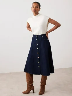 Mint Velvet Blue Denim Midi Skirt^Women Skirts