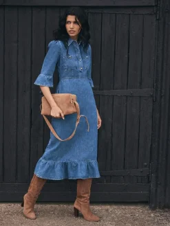 Mint Velvet Blue Indigo Denim Midi Shirt Dress^Women Dresses|Midi Dresses
