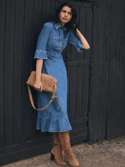 Mint Velvet Blue Indigo Denim Midi Shirt Dress^Women Dresses|Midi Dresses