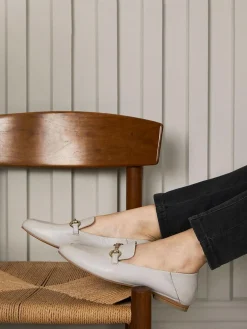 Sale Mint Velvet Leather Camille Loafers Stone Cream