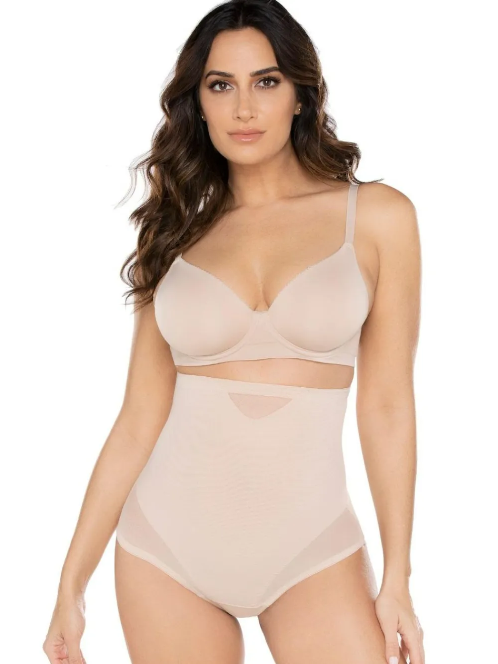 Best Miraclesuit High Waisted Sheer Firm Tummy Control Thong Warm Beige