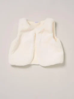 Hot Miss Faux Fur White Gilet Bag Rib Top and Skirt Set