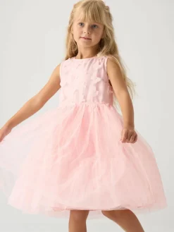 Hot Miss Pink Jacket and Tulle Appliqué Butterfly Dress Set
