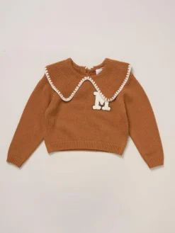 Miss True Knit Brown Jumper with Woven Collar and Check Skirt Set^ Shorts & Skirts