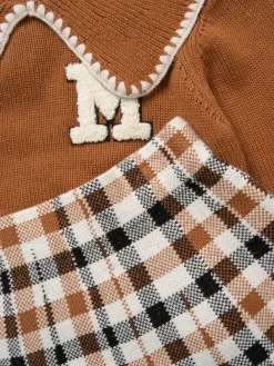 Miss True Knit Brown Jumper with Woven Collar and Check Skirt Set^ Shorts & Skirts