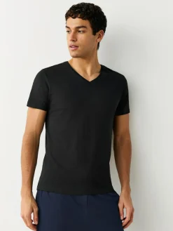 New Next Slim Fit 100% Cotton V-Neck Layering T-Shirts 5 Pack Mixed