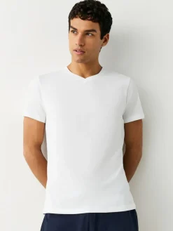 New Next Slim Fit 100% Cotton V-Neck Layering T-Shirts 5 Pack Mixed