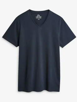 New Next Slim Fit 100% Cotton V-Neck Layering T-Shirts 5 Pack Mixed