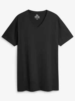 New Next Slim Fit 100% Cotton V-Neck Layering T-Shirts 5 Pack Mixed