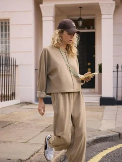 Next Mocha Brown Soft Brushed Finish Slouch Neck Longsleeve Sweatshirt^Women Hoodies & Sweatshirts