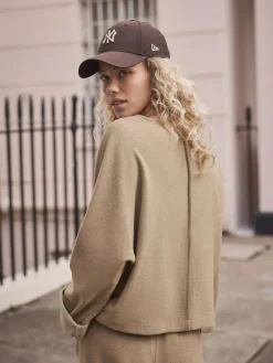Next Mocha Brown Soft Brushed Finish Slouch Neck Longsleeve Sweatshirt^Women Hoodies & Sweatshirts