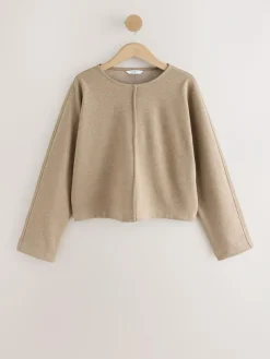 Next Mocha Brown Soft Brushed Finish Slouch Neck Longsleeve Sweatshirt^Women Hoodies & Sweatshirts