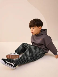 Next Mono Checkerboard Single Wide Leg Jersey Joggers (3mths-7yrs)^BOY Joggers|Jeans & Joggers