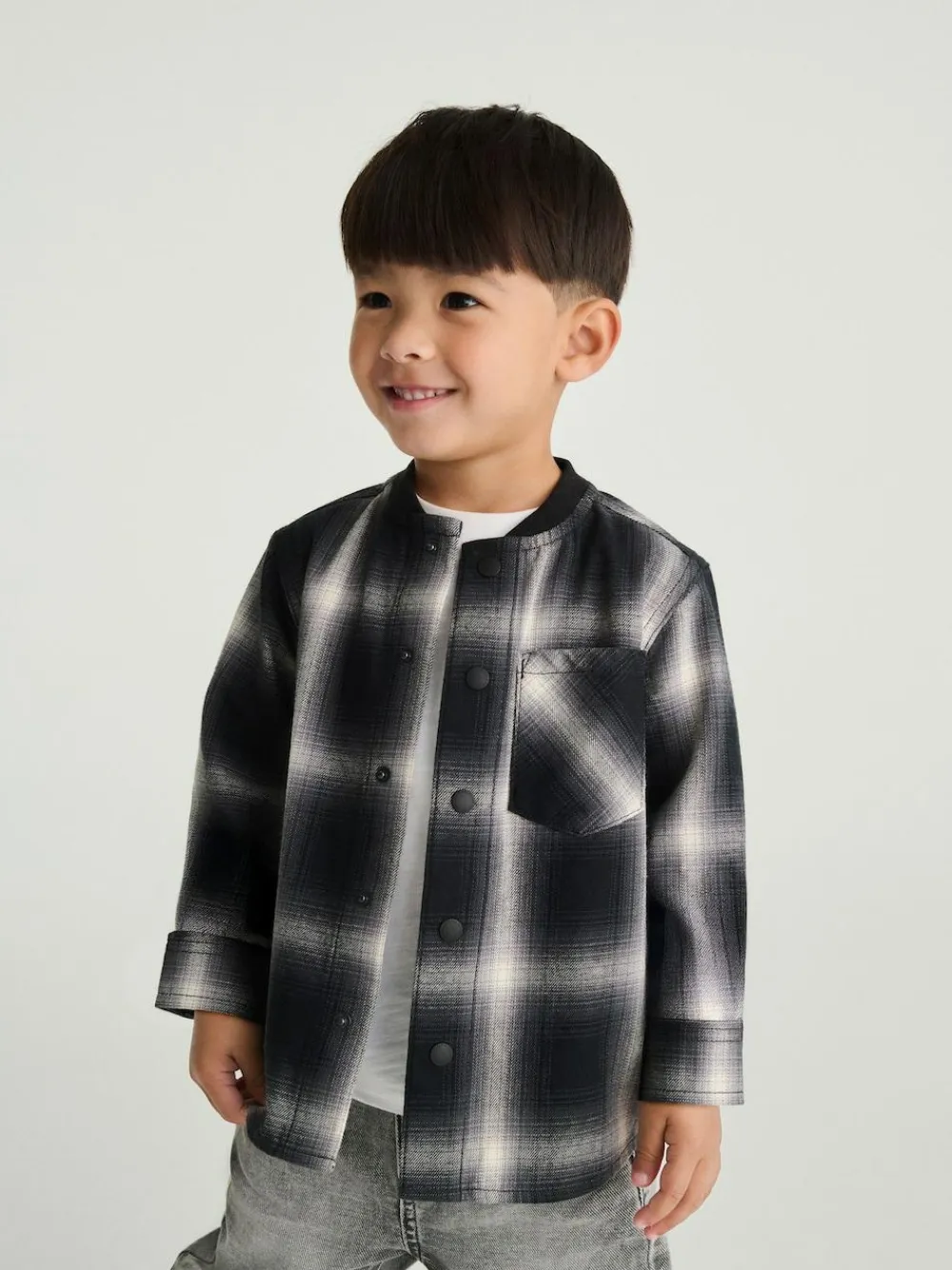 Discount Next Mono Core Check Long Sleeve Baseball Collar Check Shirt (3mths-7yrs)
