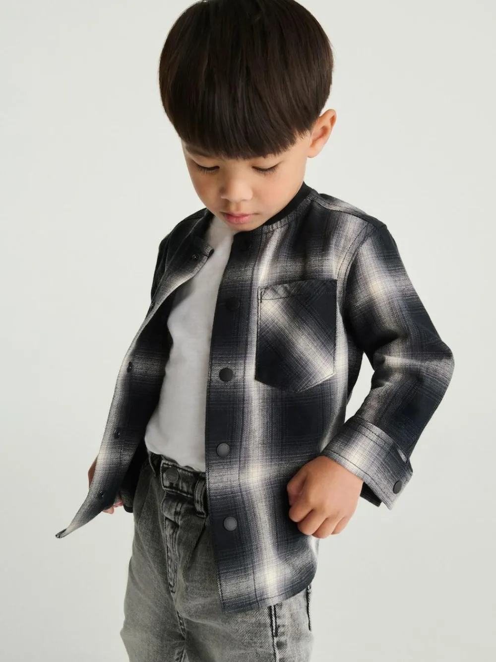 Discount Next Mono Core Check Long Sleeve Baseball Collar Check Shirt (3mths-7yrs)