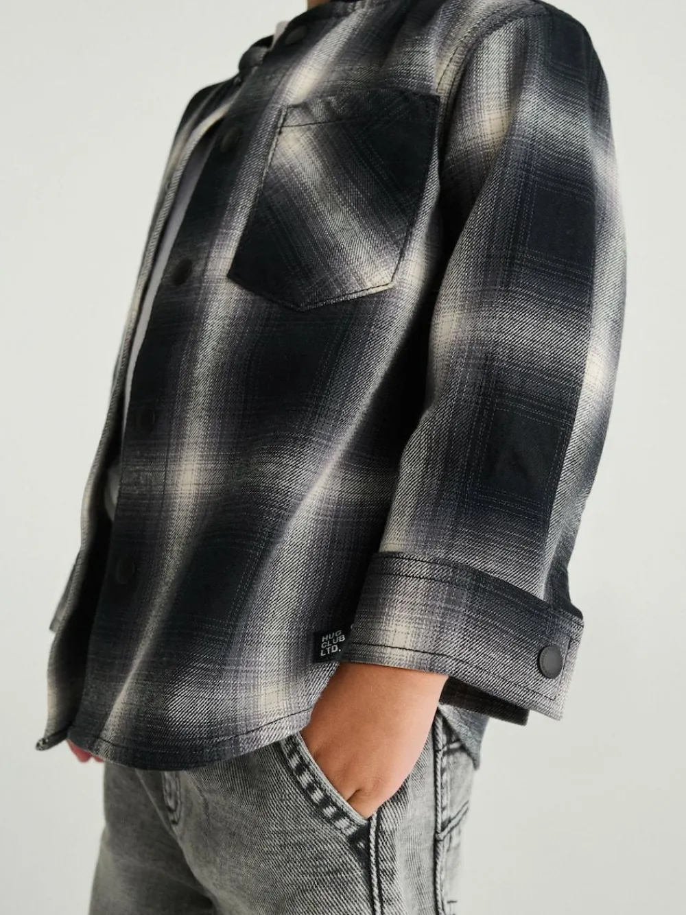 Discount Next Mono Core Check Long Sleeve Baseball Collar Check Shirt (3mths-7yrs)