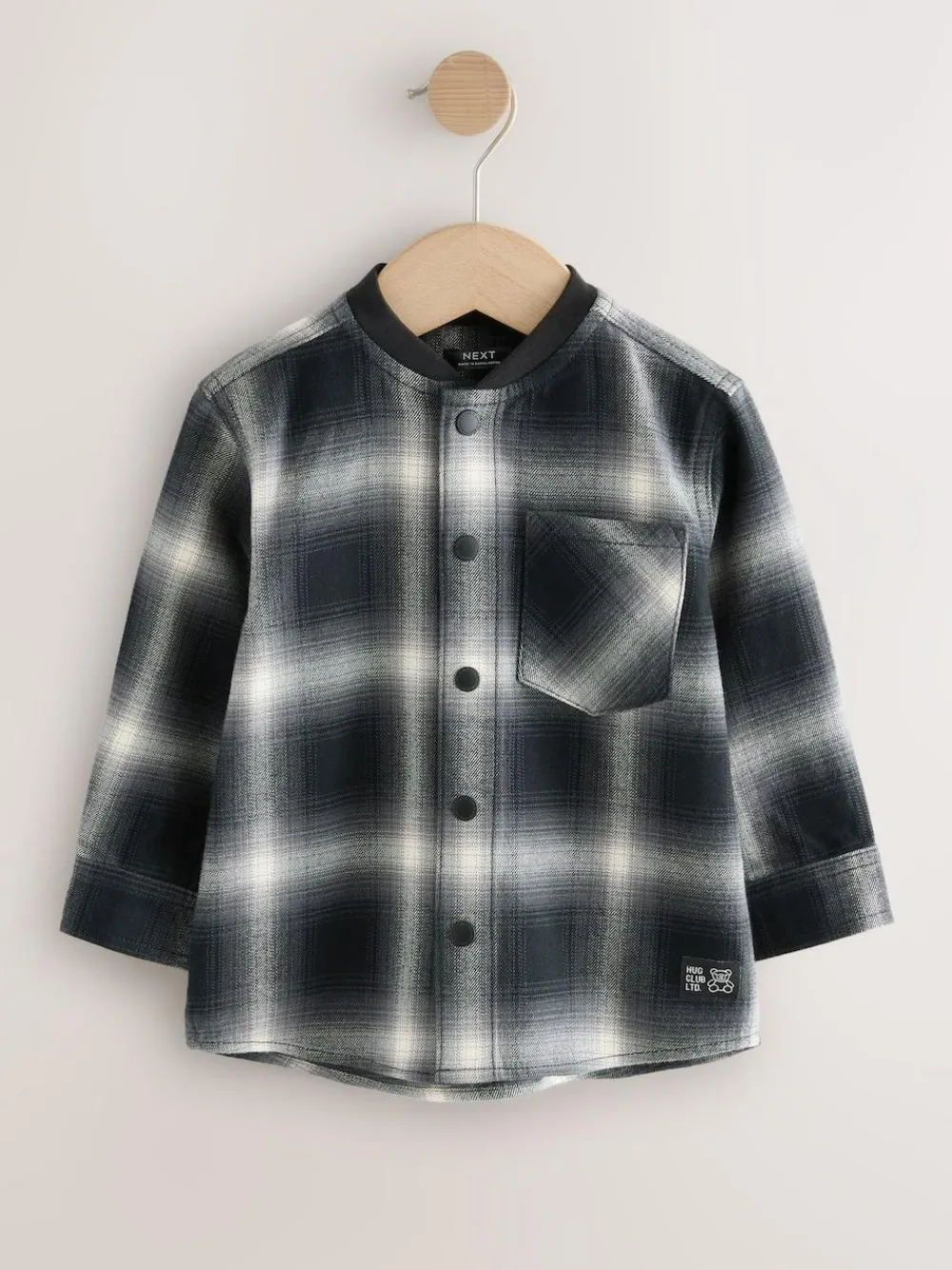 Discount Next Mono Core Check Long Sleeve Baseball Collar Check Shirt (3mths-7yrs)