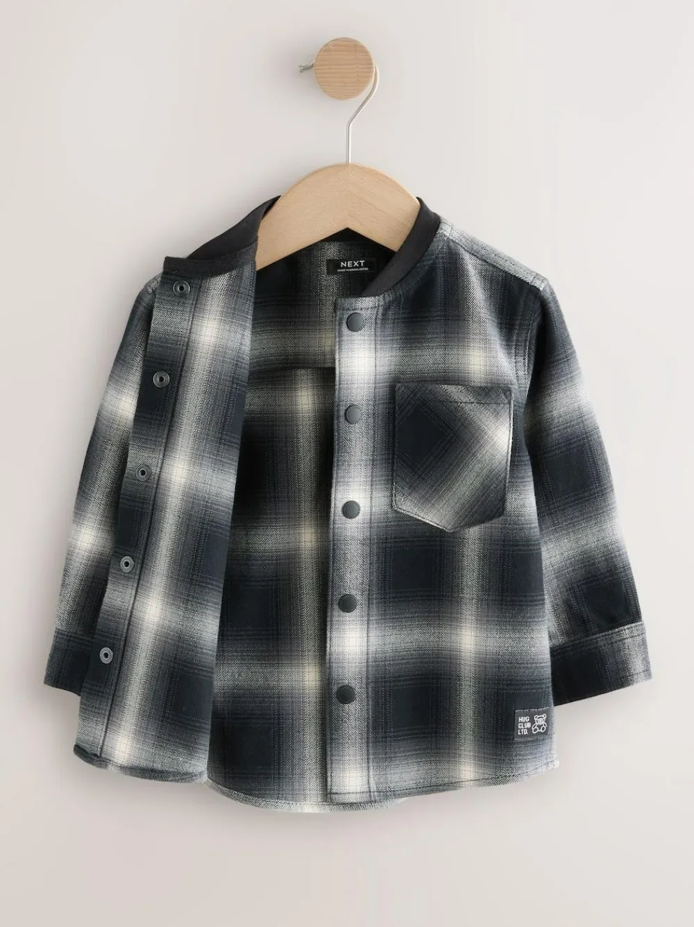 Discount Next Mono Core Check Long Sleeve Baseball Collar Check Shirt (3mths-7yrs)
