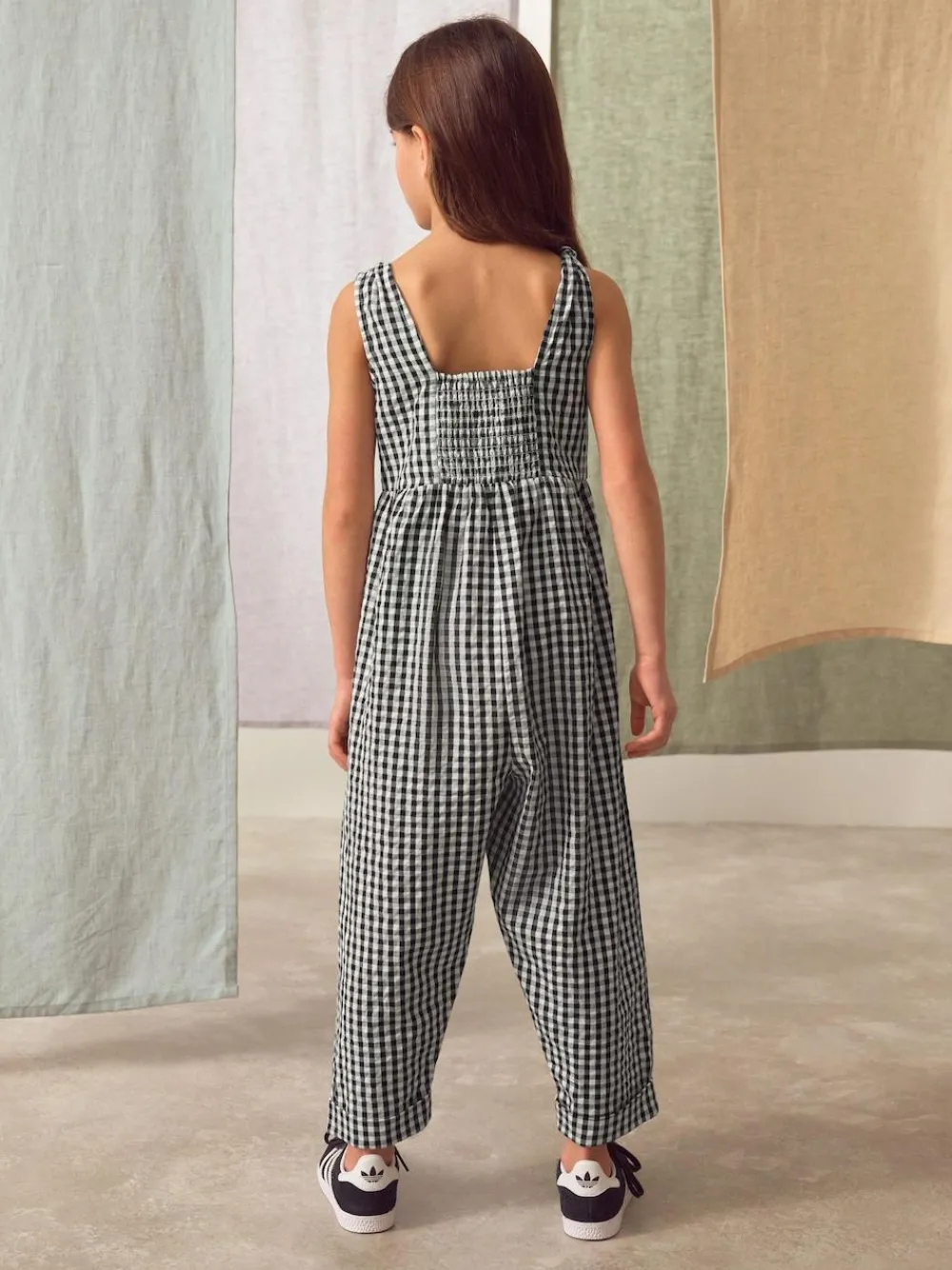 Outlet Next 100% Cotton Barrel Playsuit (3-16yrs) Mono Gingham
