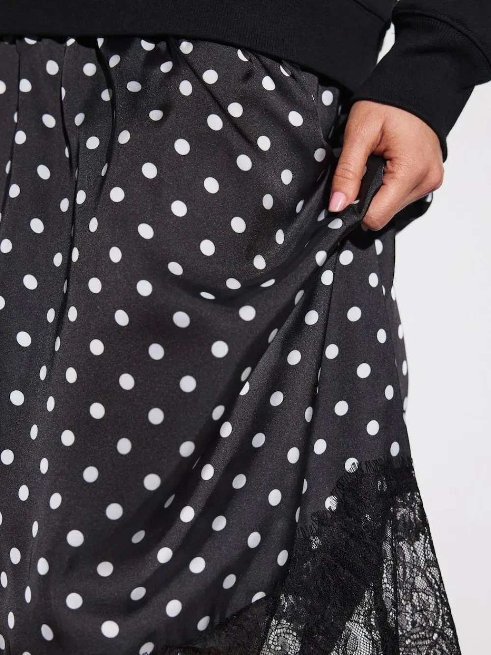 Best Next Mono Spot 2-In-1 Sweatshirt With Satin Midi Skirt