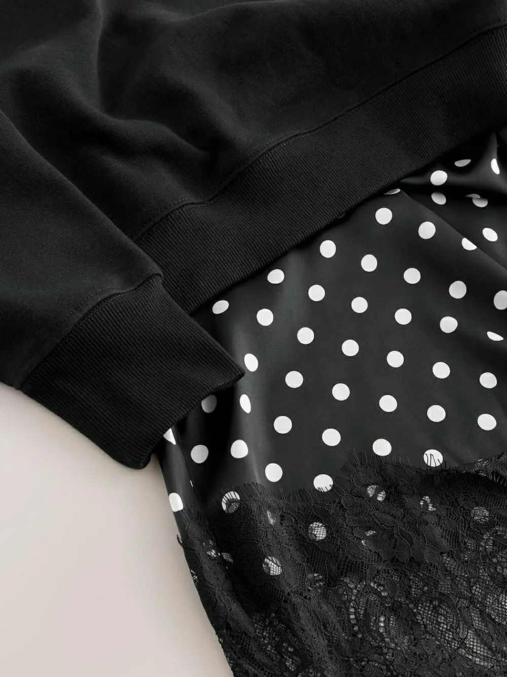 Best Next Mono Spot 2-In-1 Sweatshirt With Satin Midi Skirt