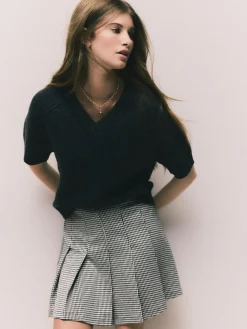 Sale Next Mini Jersey Pleated Skirt Monochrome Check
