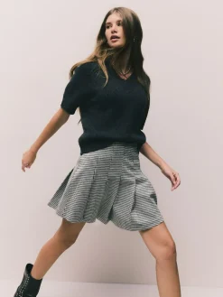 Sale Next Mini Jersey Pleated Skirt Monochrome Check