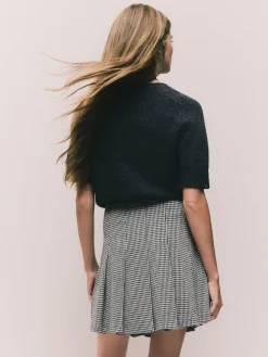 Sale Next Mini Jersey Pleated Skirt Monochrome Check