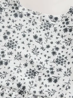 Online Next Angel Sleeve Crinkle Dress (3-16yrs) Monochrome Ditsy